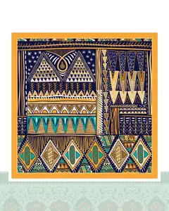 دستمال سر و گردن طرح خانه سنتی - 50x50 سانتیمترمربع