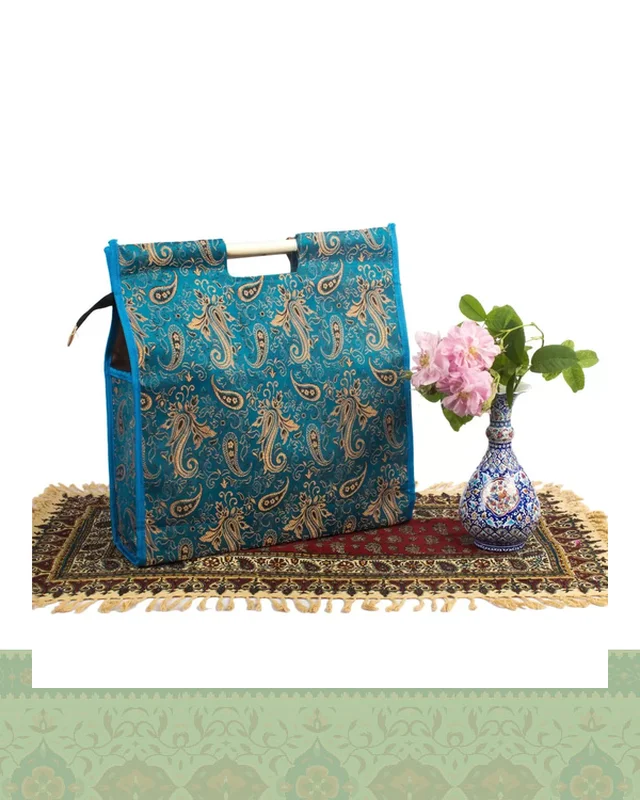 ارسال ساک هدیه تبلیغاتی ترمه زیپ دار دسته چوبی 40 سانتیمتری به خارج ایران