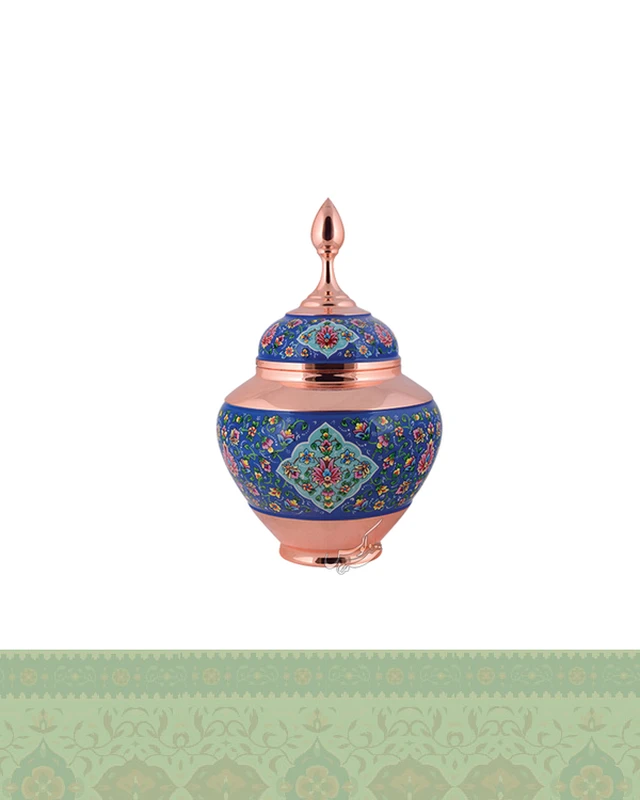 قندان مس و پرداز مدل سیبی بزرگ