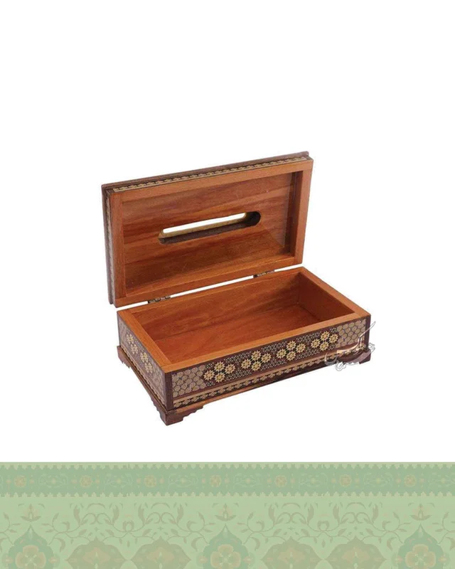 ارسال و فروش جعبه دستمال کاغذی خاتم کاری چهارگل در خارج از کشور