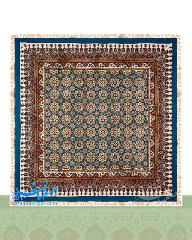 رومیزی قلمکار فیروزه ای ابعاد 80×80 سانتیمتر در دیارلند