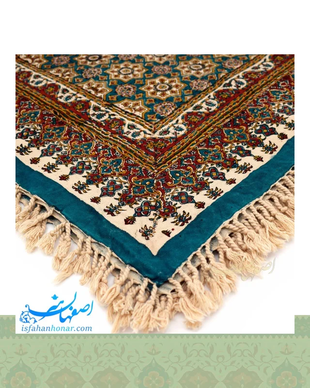 ارسال و فروش رومیزی قلمکار فیروزه ای ابعاد 80×80 سانتیمتر در خارج از کشور