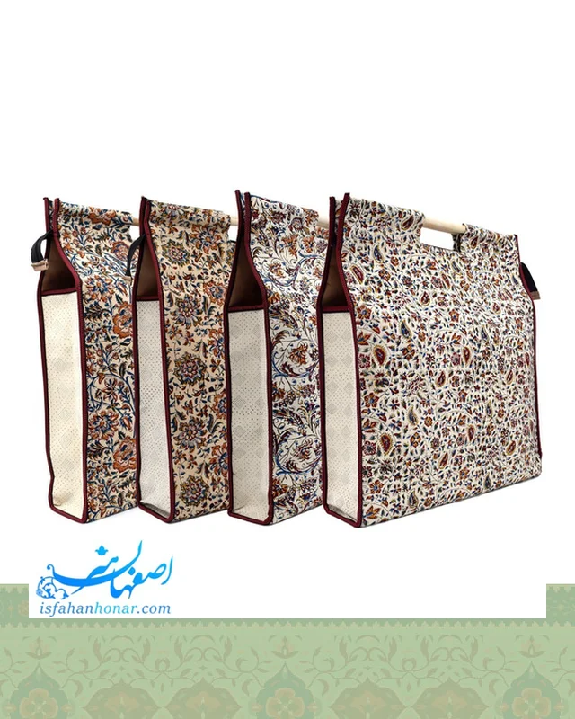 خرید ساک کادویی پارچه ای 50 سانتیمتری دسته چوبی قلمکار ارزی