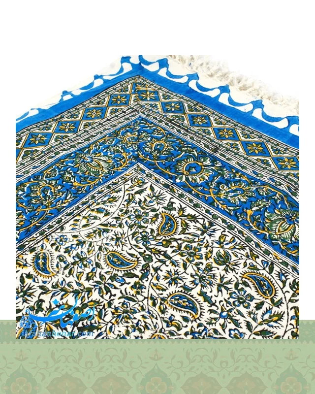 ارسال و فروش رومیزی قلمکار گل و بوته آبی 200×135 سانتیمتری در خارج از کشور