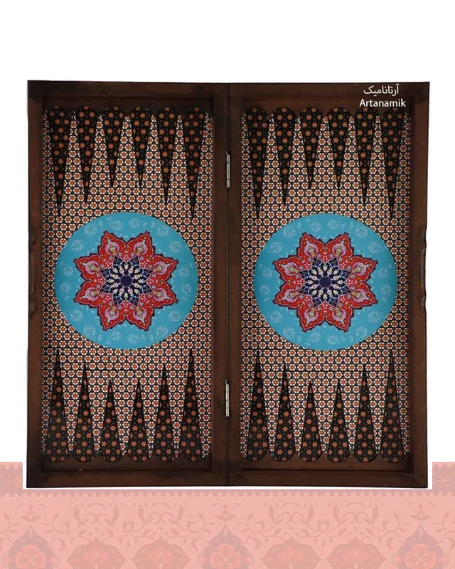 خرید تخته نرد و شطرنج طرح خاتم فیروزه ارزی