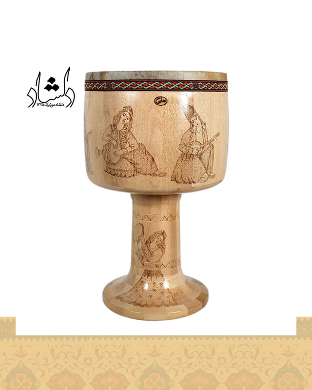 تنبک حلمی سوخته کاری دهانه 27 طرح 3
