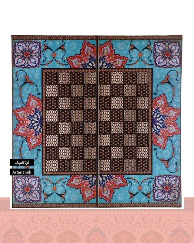 ارسال تخته نرد و شطرنج طرح خاتم فیروزه به خارج ایران
