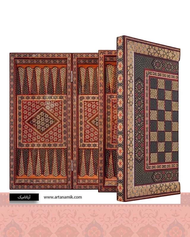 ارسالی مستقیم تخته نرد خاتم کاری شده و شطرنج ستونی  از ایران
