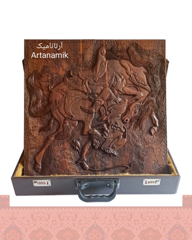 تخته نرد منبت طرح چوگان افتاده (60 سانتی) - بدون کیف