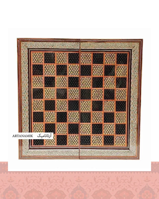 خرید تخته نرد خاتم کاری و شطرنج شیراز طرح پرکار ارزی