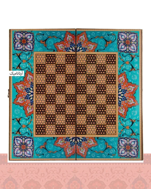 ارسال و فروش تخته نرد و شطرنج کلاف روس طرح خاتم فیروزه در خارج از کشور