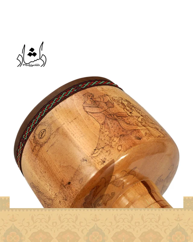 ارسال تنبک حلمی سوخته کاری دهانه 27 طرح 5 به خارج ایران