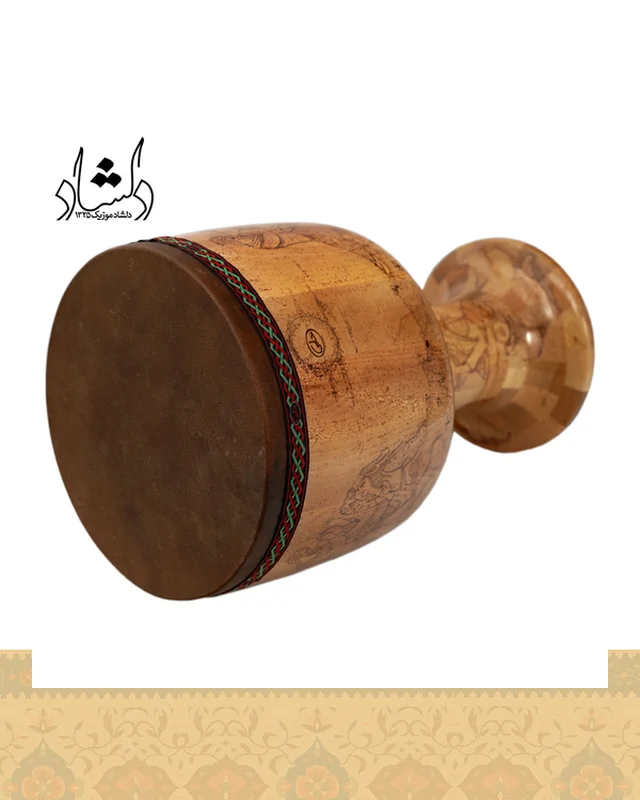 خرید تنبک حلمی سوخته کاری دهانه 27 طرح 5 ارزی
