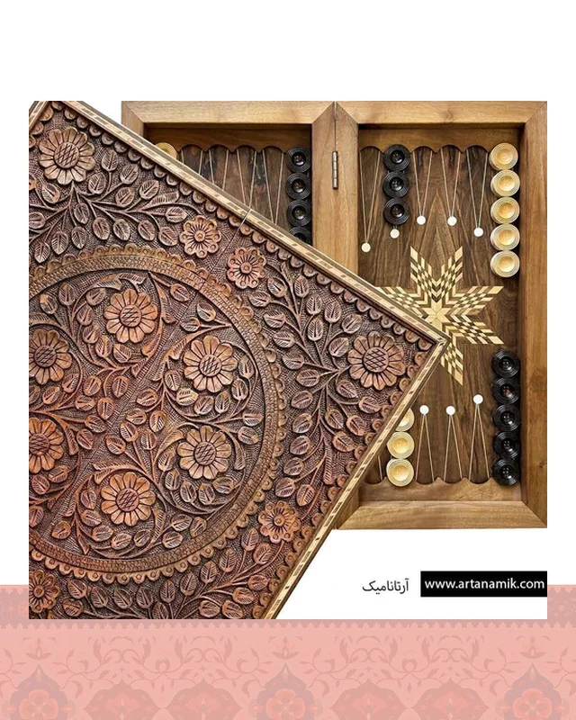 خرید تخته نرد منبت کاری شده طرح گلستان  در اروپا و آمریکا