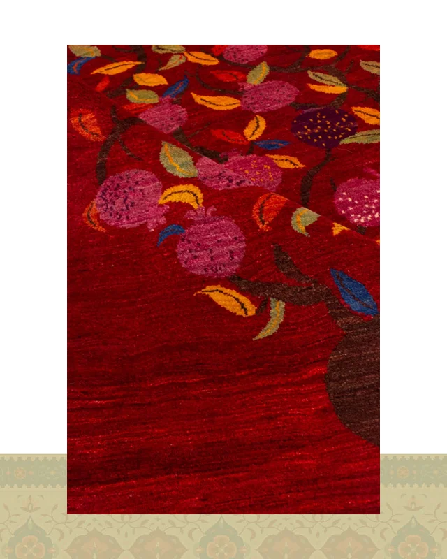 ارسالی مستقیم گبه دستباف قشقایی سه متری درخت انار کد 2340 (198 در 140) از ایران