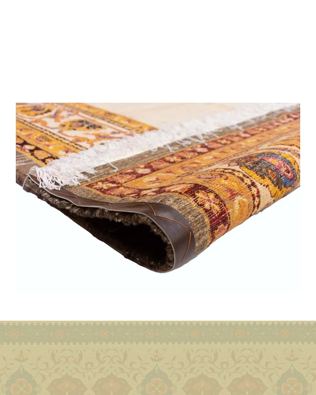 خرید گبه دستباف قشقایی کف ساده کرم پرده ای کد 2585 (245 در 170) از ایران