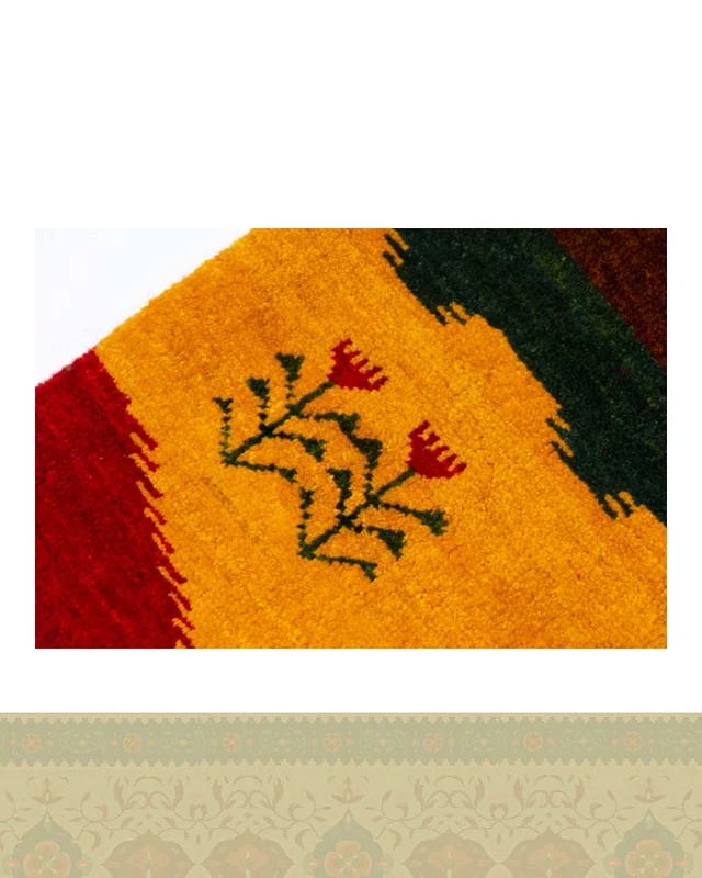 عکس گبه دستباف قشقایی طرح منظره کد 2395 (62 در 40)