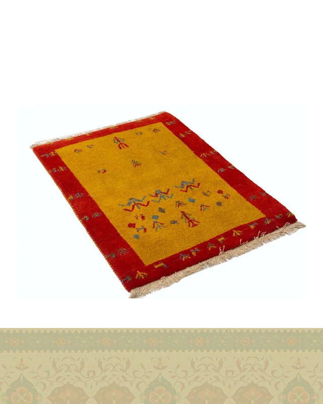 خرید گبه دستباف قشقایی خردلی حاشیه قرمز کد 2193 (115 در 86) ارزی