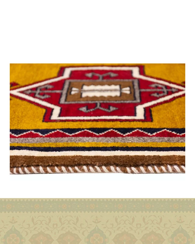 خرید گبه دستباف قشقایی قابی سبز یک و نیم متری کد 1267 (151 در 101) ارزی