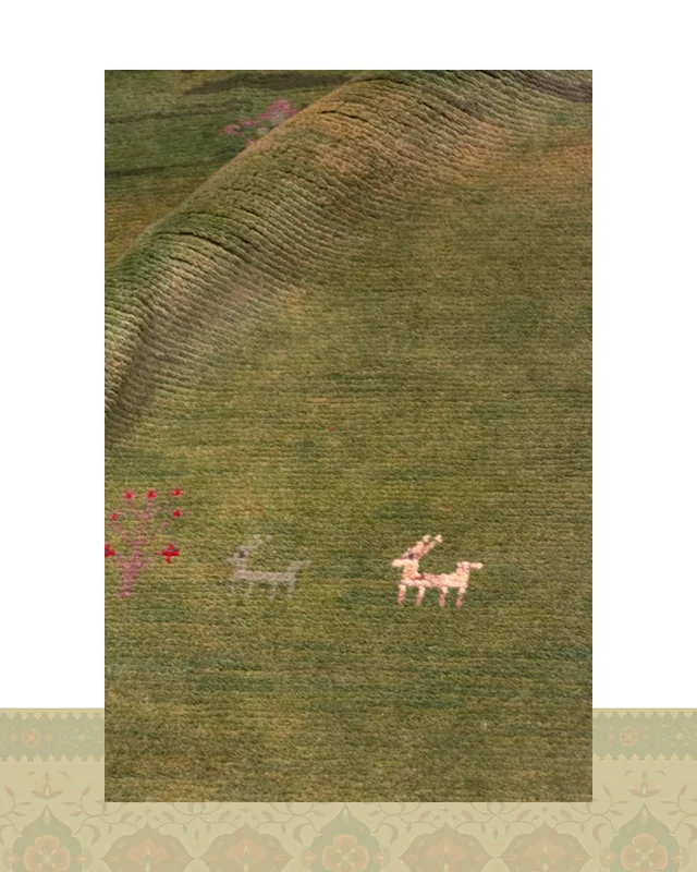 ارسالی مستقیم گبه دستباف قشقایی سبز چهار متری کد 2588 (247 در 157) از ایران
