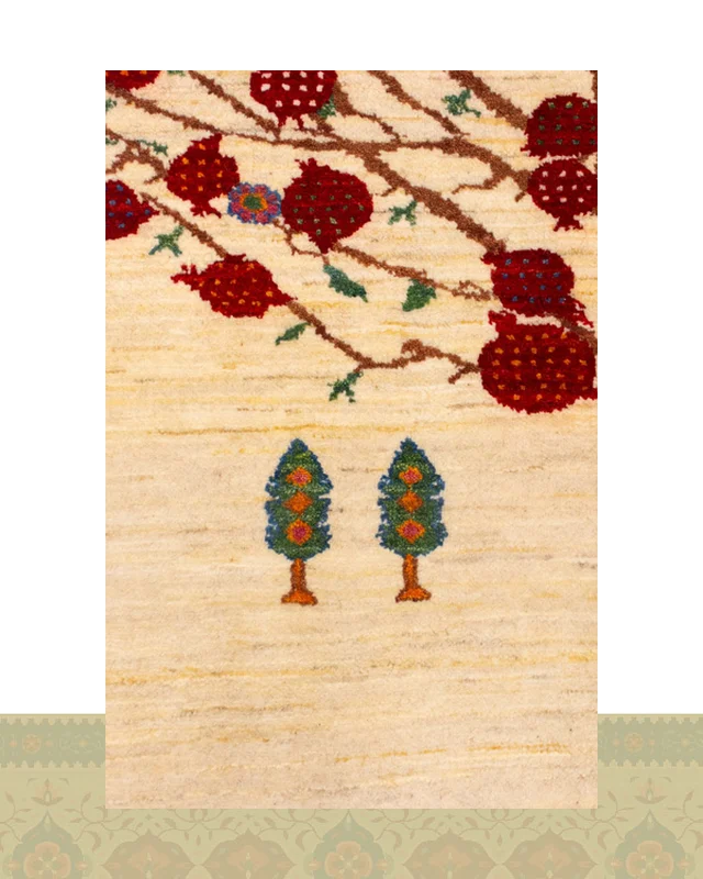 ارسال گبه دستباف قشقایی درخت انار چهار متری کد 2325 (223 در 162) به خارج ایران