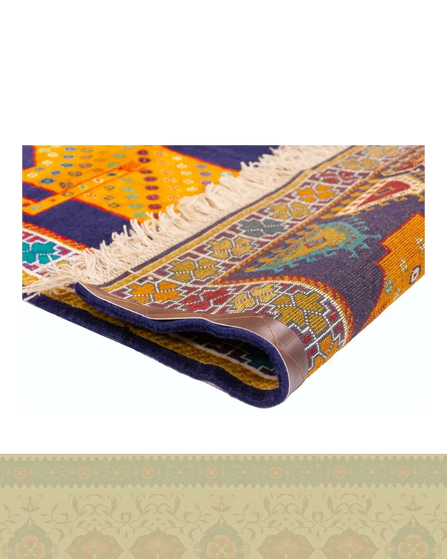 گبه دستباف قشقایی شیر سنگی سرمه ای کد 2595 (149 در 111) در دیارلند