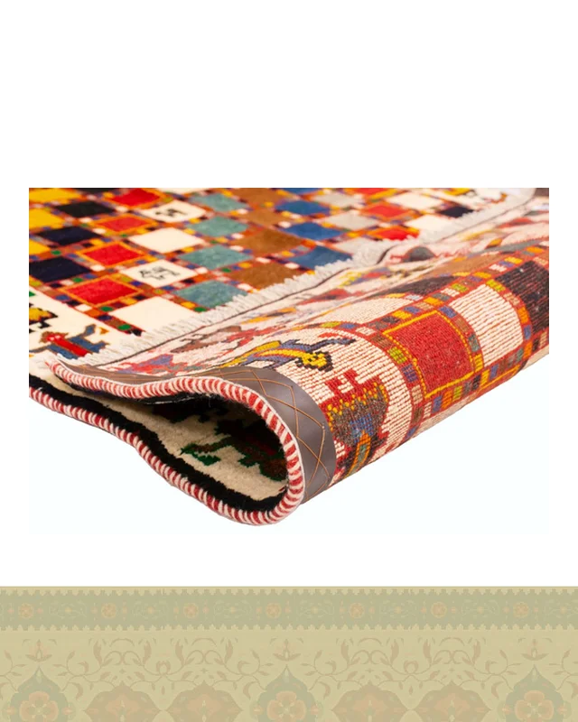 ارسالی مستقیم گبه دستباف قشقایی خشتی جشن قشقایی یک و نیم متر کد 2593 (160 در 102) از ایران