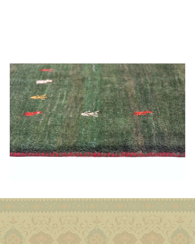 خرید گبه دستباف قشقایی شش متری سبز کد 2453 (300 در 210) ارزی