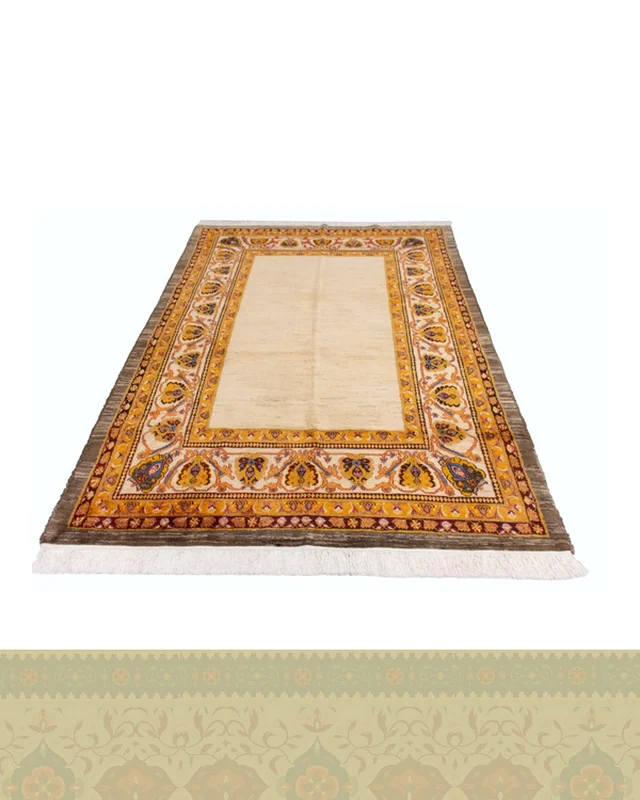 ارسال و فروش گبه دستباف قشقایی کف ساده کرم پرده ای کد 2585 (245 در 170) در خارج از کشور