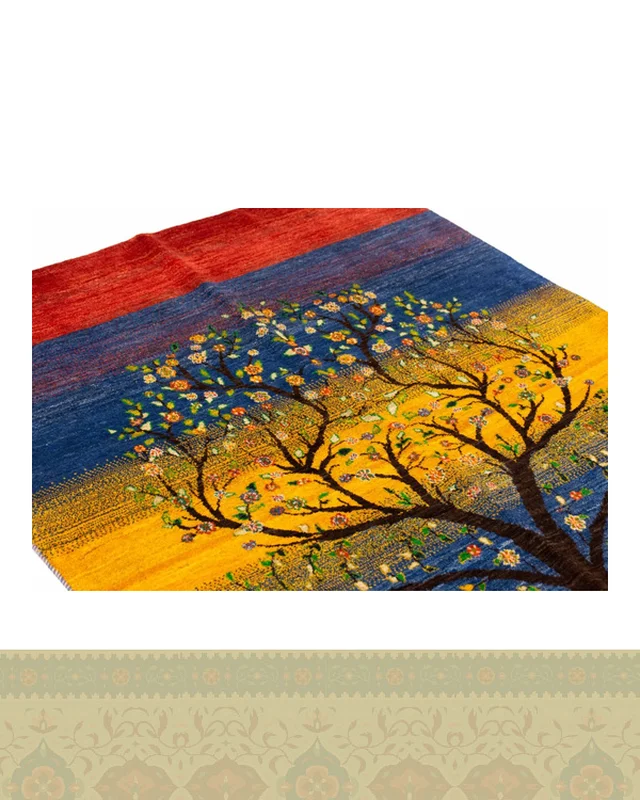 ارسال گبه دستباف قشقایی درخت زندگی سه متری کد 2592 (190 در 150) به خارج ایران