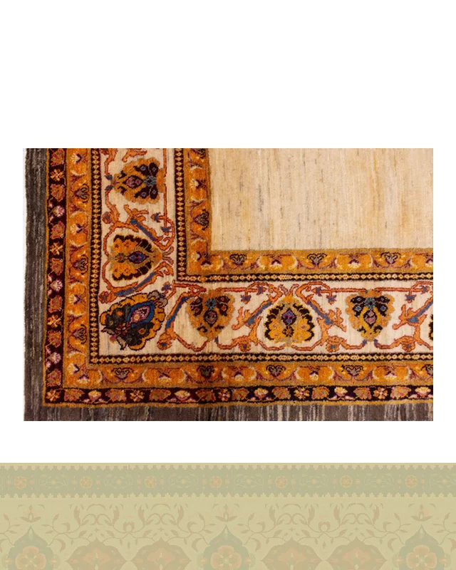 خرید گبه دستباف قشقایی کف ساده کرم پرده ای کد 2585 (245 در 170) ارزی