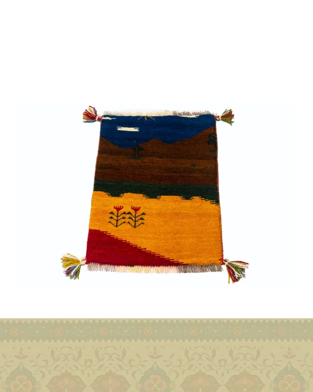 خرید گبه دستباف قشقایی طرح منظره کد 2395 (62 در 40) ارزی
