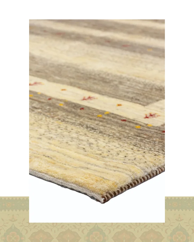 خرید گبه دستباف قشقایی کرم طوسی چهار متری اعلا کد 2432 (237 در 165) از ایران