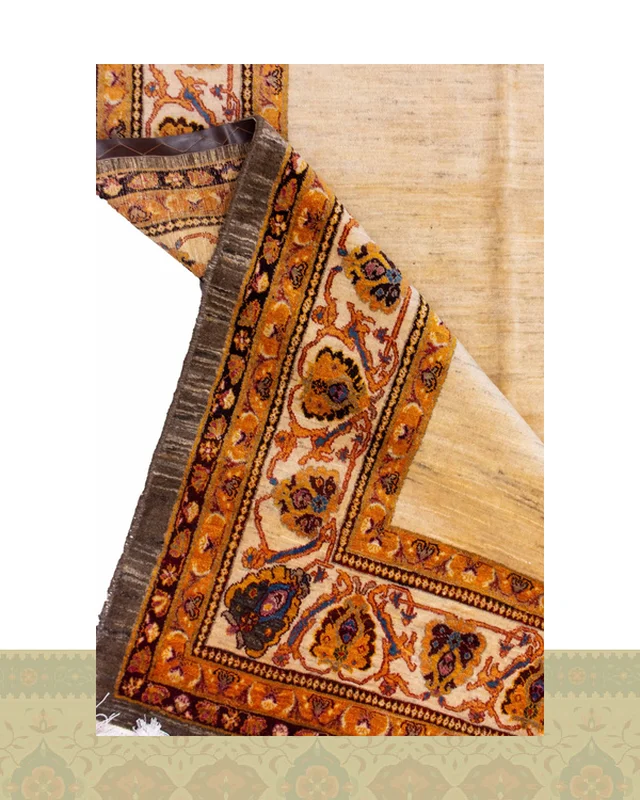 ارسال گبه دستباف قشقایی کف ساده کرم پرده ای کد 2585 (245 در 170) به خارج ایران