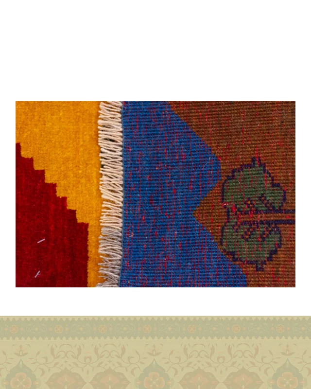 عکس گبه دستباف قشقایی طرح منظره کد 2396 (62 در 41)