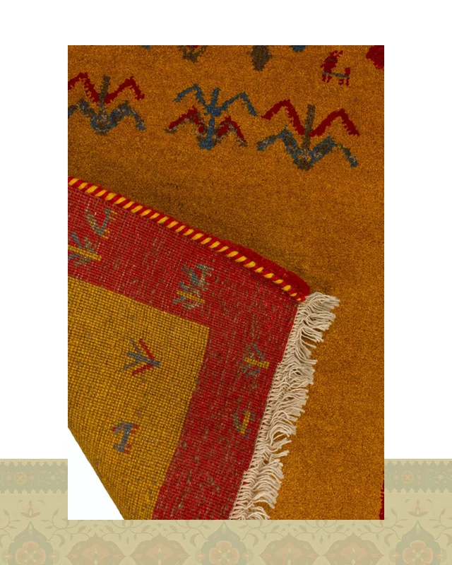 ارسال گبه دستباف قشقایی خردلی حاشیه قرمز کد 2193 (115 در 86) به خارج ایران