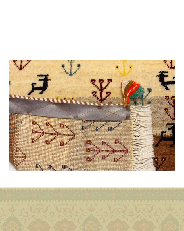 خرید گبه دستباف قشقایی راه راه اعلا  پادری کد 2425 (91 در 62) از ایران