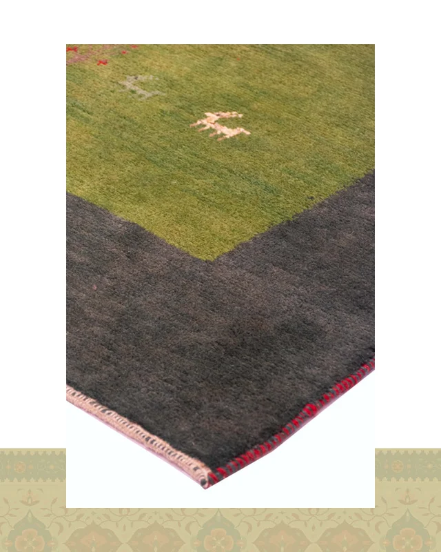 خرید گبه دستباف قشقایی سبز چهار متری کد 2588 (247 در 157) از ایران