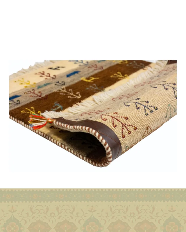 خرید گبه دستباف قشقایی راه راه اعلا  پادری کد 2425 (91 در 62) ارزی