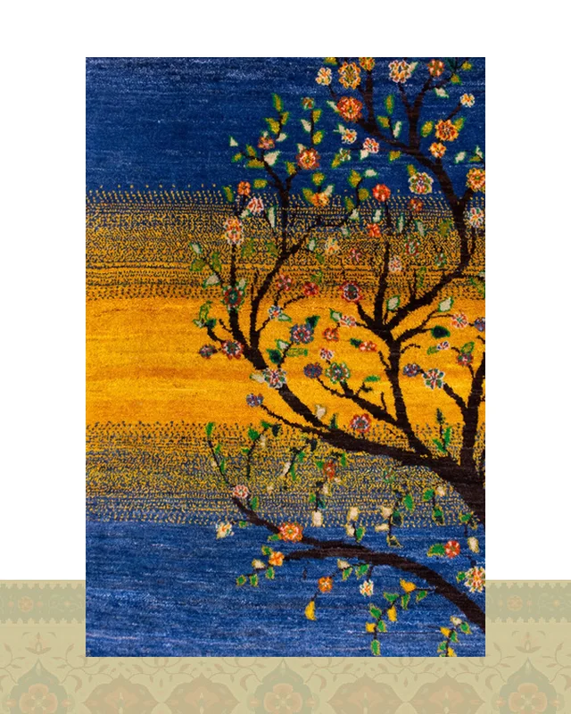 خرید گبه دستباف قشقایی درخت زندگی سه متری کد 2592 (190 در 150) در اروپا و آمریکا