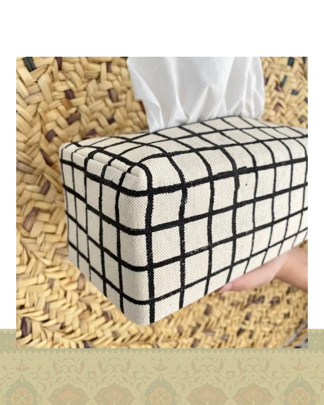 خرید جای دستمال کاغذی طرح چهارخونه  ارزی