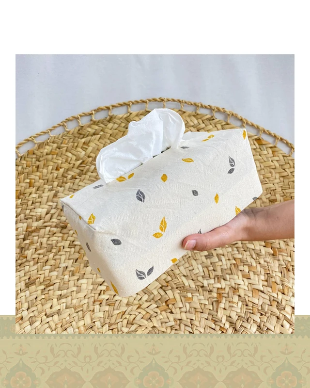 جای دستمال کاغذی برگ - زرد