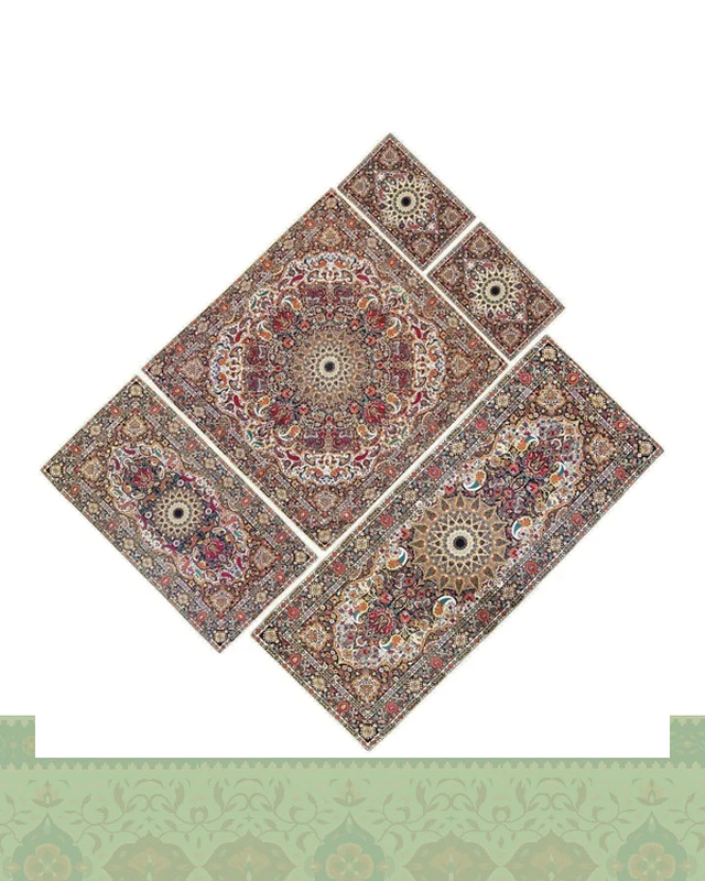 سرویس ترمه ابریشم ۵ تکه طرح باغ بهشت