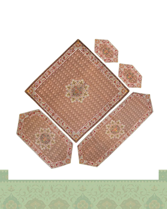 سرویس ترمه ابریشم ۵ تکه طرح گلفرنگ