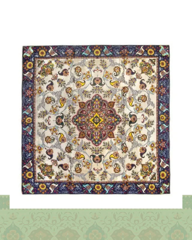ترمه ابریشم 1*1 طرح گل نگار در دیارلند