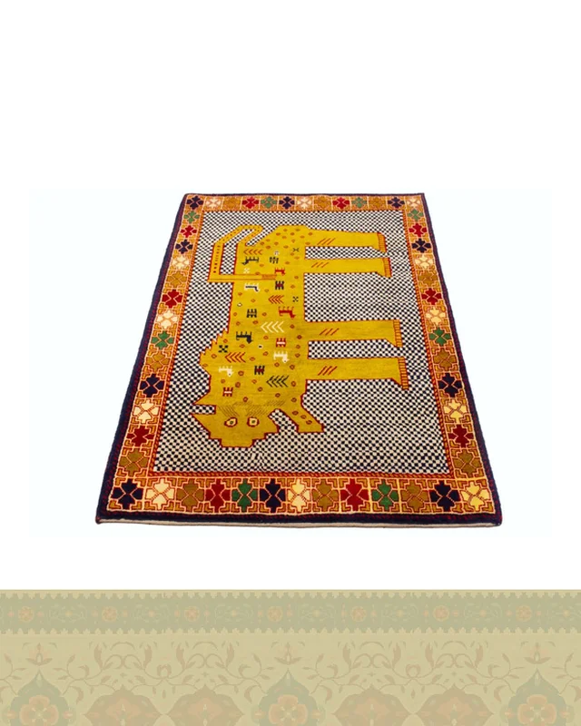 ارسال و فروش گبه دستباف قشقایی نقش شیر شطرنجی کد 2338 (157 در 104) در خارج از کشور