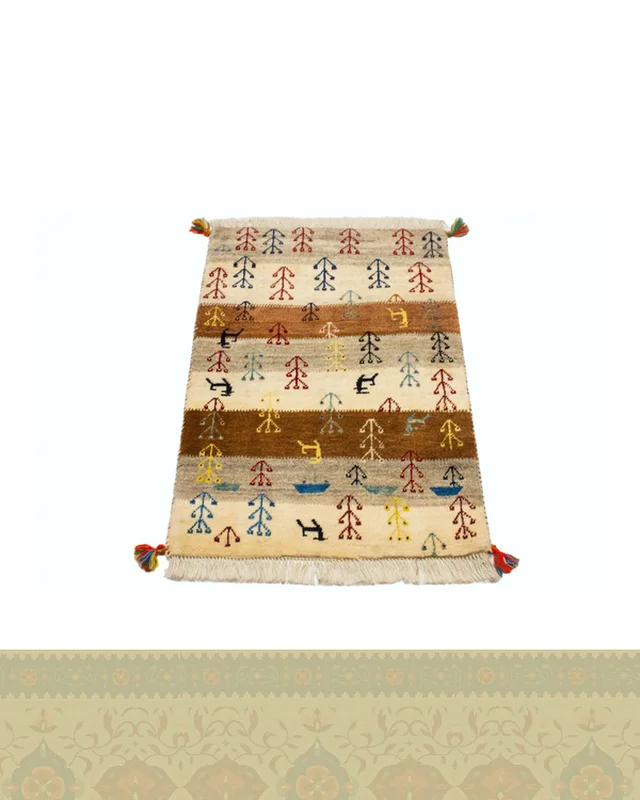 ارسال و فروش گبه دستباف قشقایی راه راه اعلا  پادری کد 2425 (91 در 62) در خارج از کشور