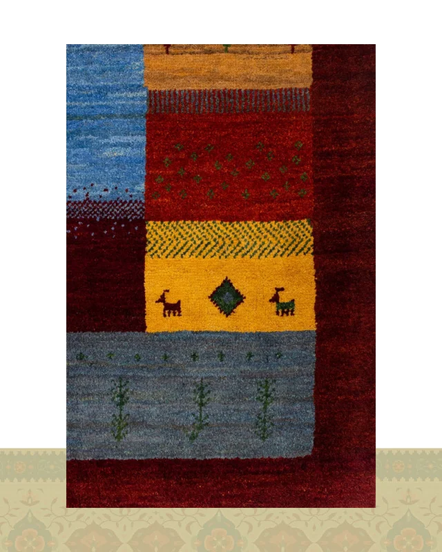 عکس گبه دستباف قشقایی شش متری رنگی کد 2357 (290 در 200)