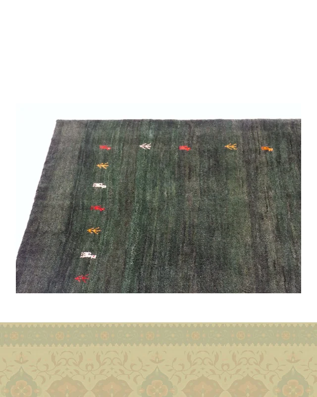 ارسالی مستقیم گبه دستباف قشقایی شش متری سبز کد 2453 (300 در 210) از ایران