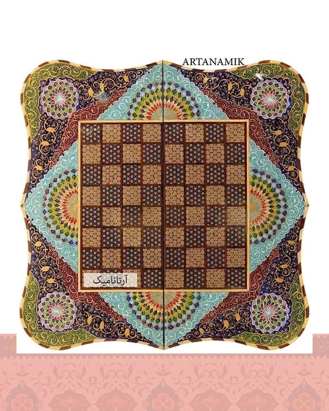 خرید تخته نرد خاتم کاری شده طرح خورشیدی  از ایران